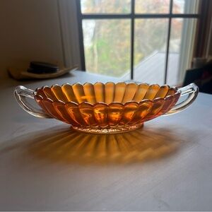 Vintage Carnival Glass Candy Dish with Handles